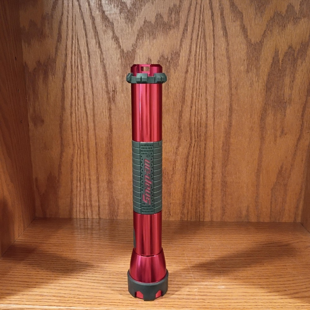 Snap-On Tools 13 Inch Flashlight 3 D Cell Red Aluminum Hand Light Tested Working
